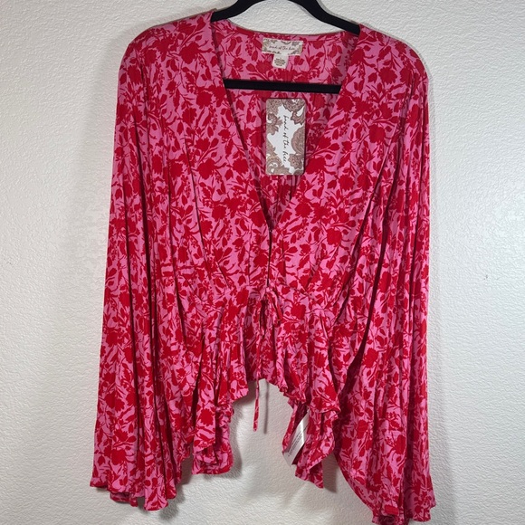 Floral Red and Pink Blouse - Picture 1 of 11